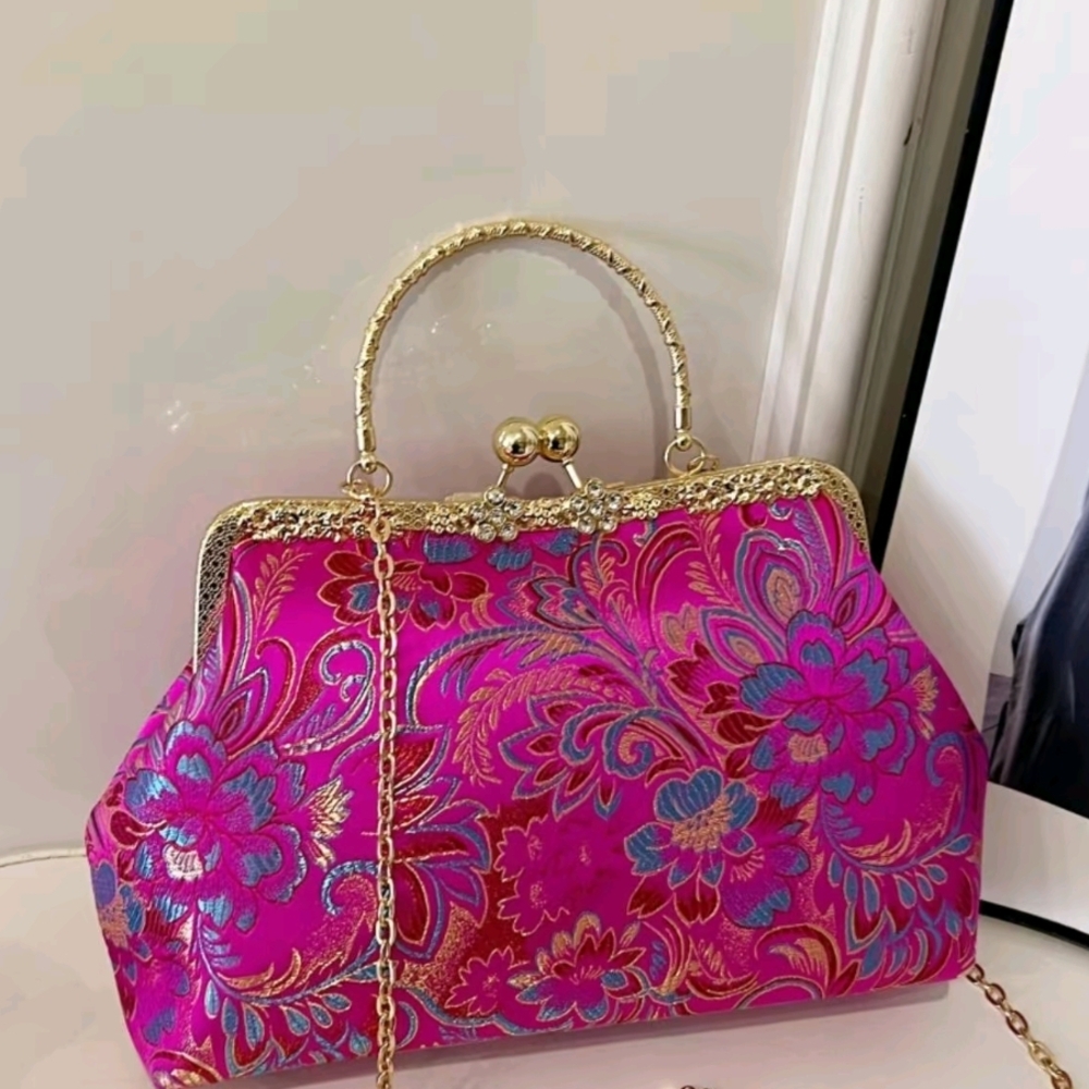 Elegant Pink Floral Handbag